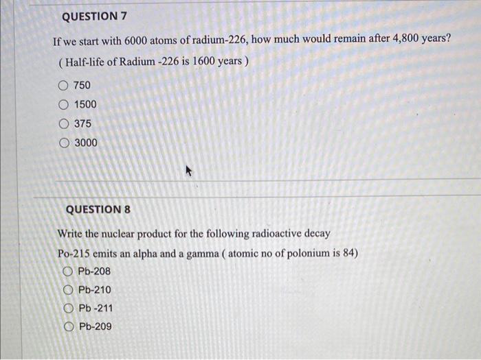 If we start with 8000 atoms of radium-226