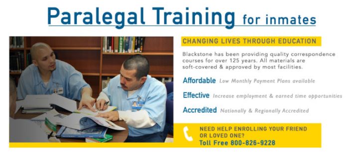 Blackstone paralegal course for inmates