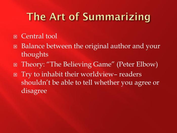 The art of summarizing they say i say summary