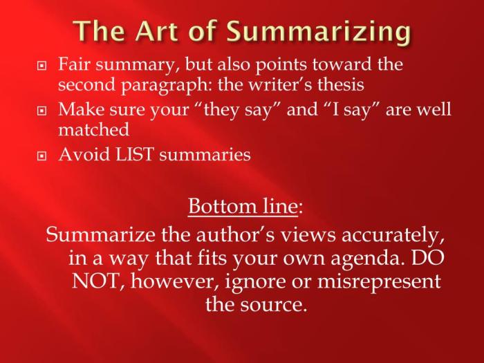 The art of summarizing they say i say summary